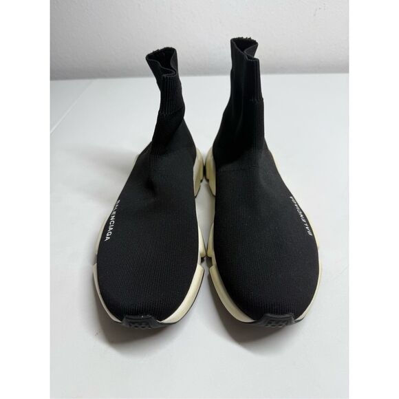 BALENCIAGA Speed Trainer Sneakers Black White Size 8 See Description - Picture 7 of 16